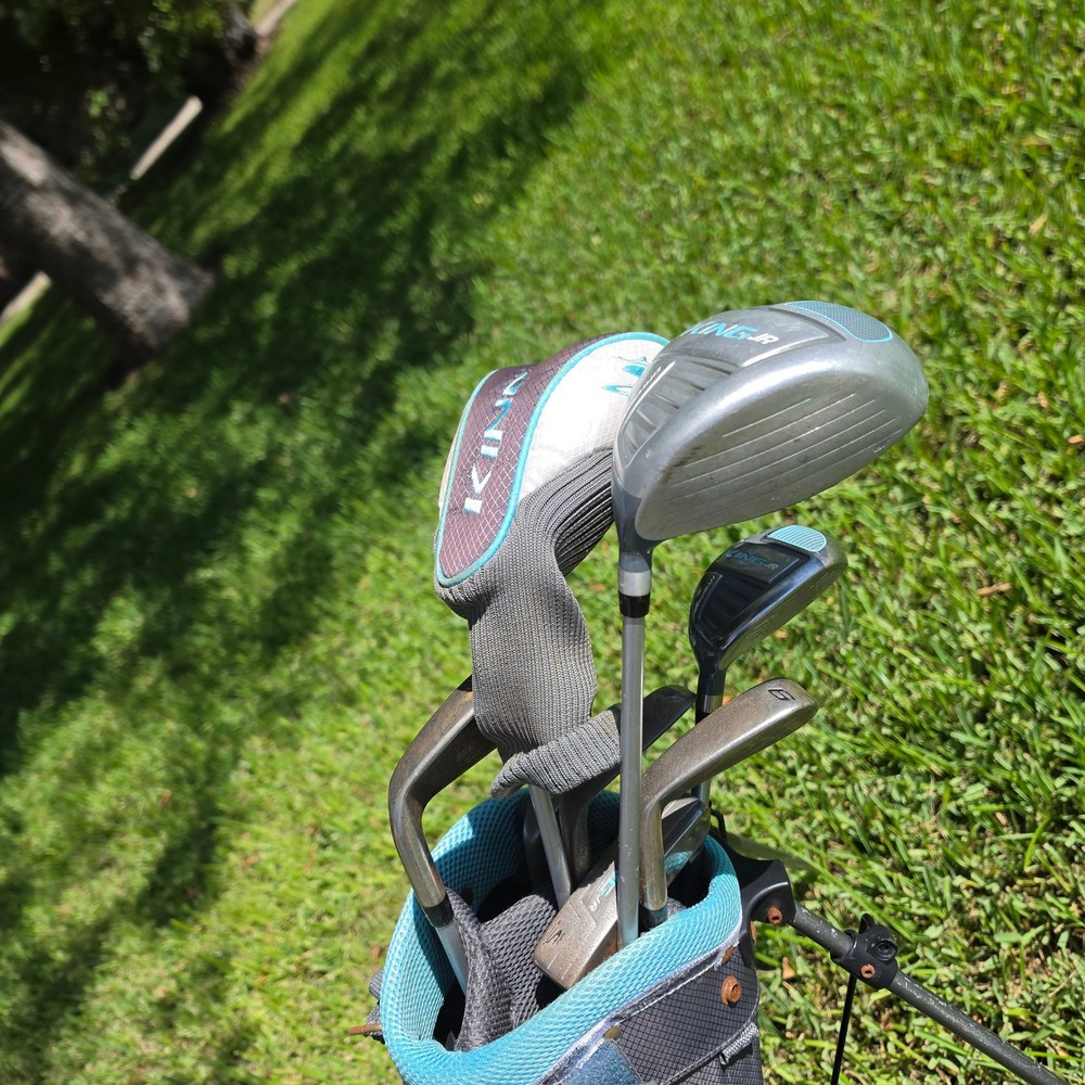 Cobra King Jr Junior Golf Club Set with Stand Bag Black Teal 7 Piece Set - Picture 2 of 12
